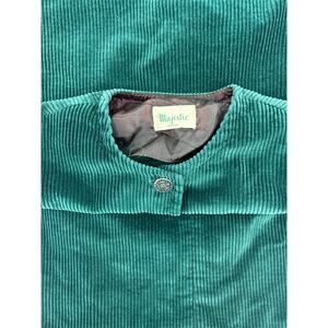 Vintage 60s 70s Corduroy Shift Dress Green Medallion Buttons Wide Wale Mod